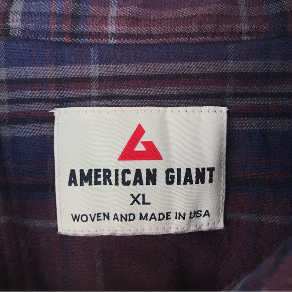SOLD: american Giant Flannel Button Down Shirt Purple Blue Women’s XL Made in - Picture 4 of 13